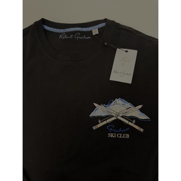 NWT Robert Graham HIT THE SLOPES Ski Club Skull Sweatshirt Black Men's XL $158 - Picture 3 of 15